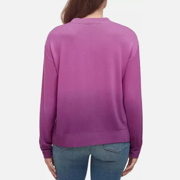 Splendid XL Light Orchid Ombre Dip Dye Crew Neck Pullover Long Sleeve Top - Picture 3 of 12